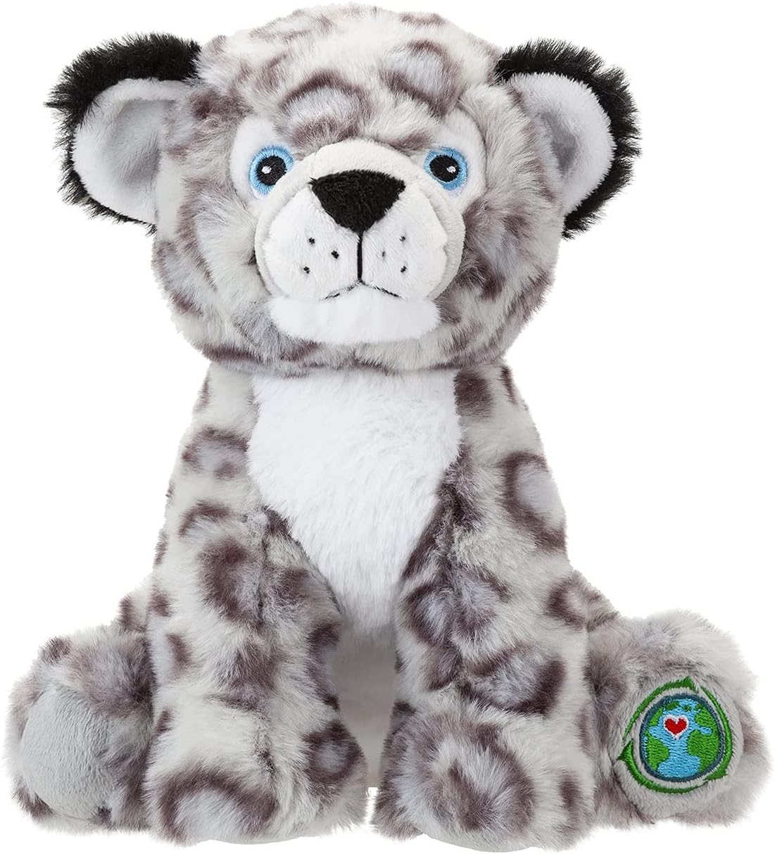PMS VFM - Snow Leopard 23cm Eco Friendly Toy - Super Soft Cuddly Grey & White Animal Fluffy Plush With Embroidered Details 100% Recycled Material - Your Planet