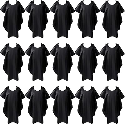 15 Pieces Barber Salon Capes Waterproof Hair Cutting Styling Haircut Hairdressing Coloring Cap Black Nylon Beauty Barber Supplies Makeup Cape for Hair Stylist