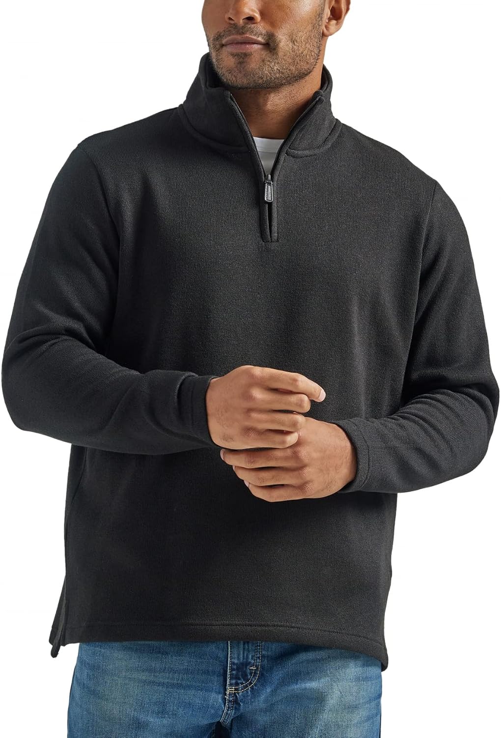 Wrangler Mens Long Sleeve Fleece Quarter Zip Shirt Wrangler Authentics Mens Sweater Fleece Quarter-zip