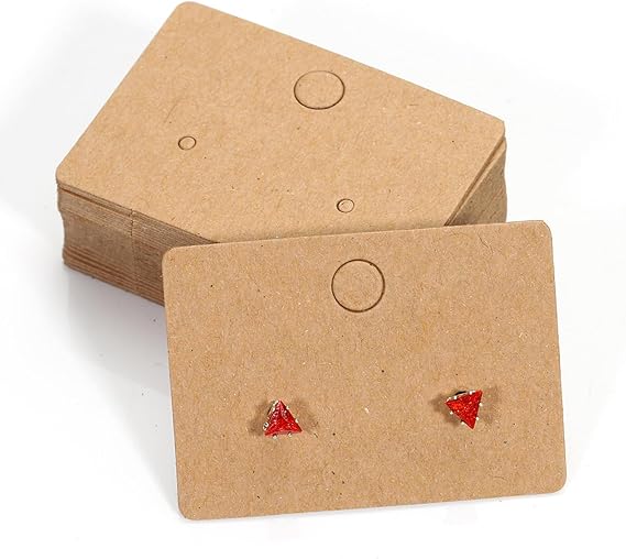 200 Pcs Earring Cards,Kraft Paper Earrings Tags Earring Card,Blank Paper Cards,1.77x1.26 Inches Earring Card Holder Set,Jewelry Display Cards for Selling, Hanging Earring, Jewelry,DIY Crafts, Retail