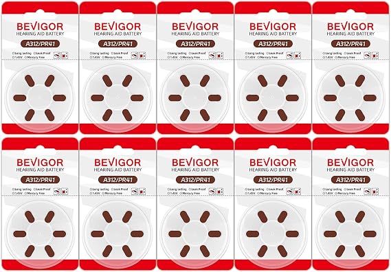 BEVIGOR Hearing Aid Batteries Size 312 (A312-60 Pack)