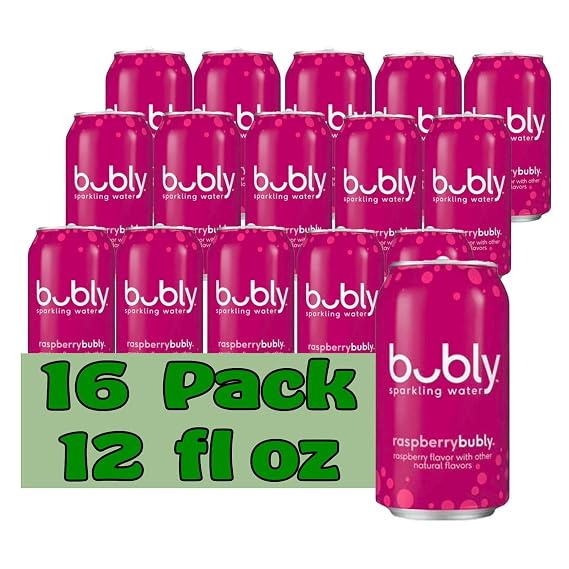 Bubly Raspberry Flavored Sparkling Water 12 fl oz Aluminum Can 16 Pack