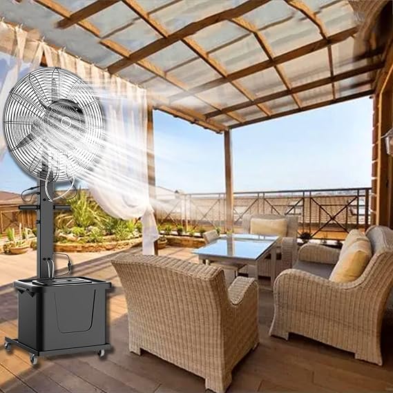 Outdoor Misting Fan, Pedestal Fan with 3 Speeds, 90 Oscillation, Cooling Fan for Outdoor Spaces, Outdoor Fan Misters with 11 Gallon Tank