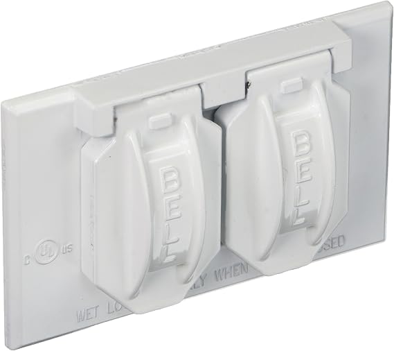 Hubbell-Raco 5180-1 2-Hole Weatherproof Device Cover, 4-9/16 in L X 2-13/16 in W X 1 in T, White