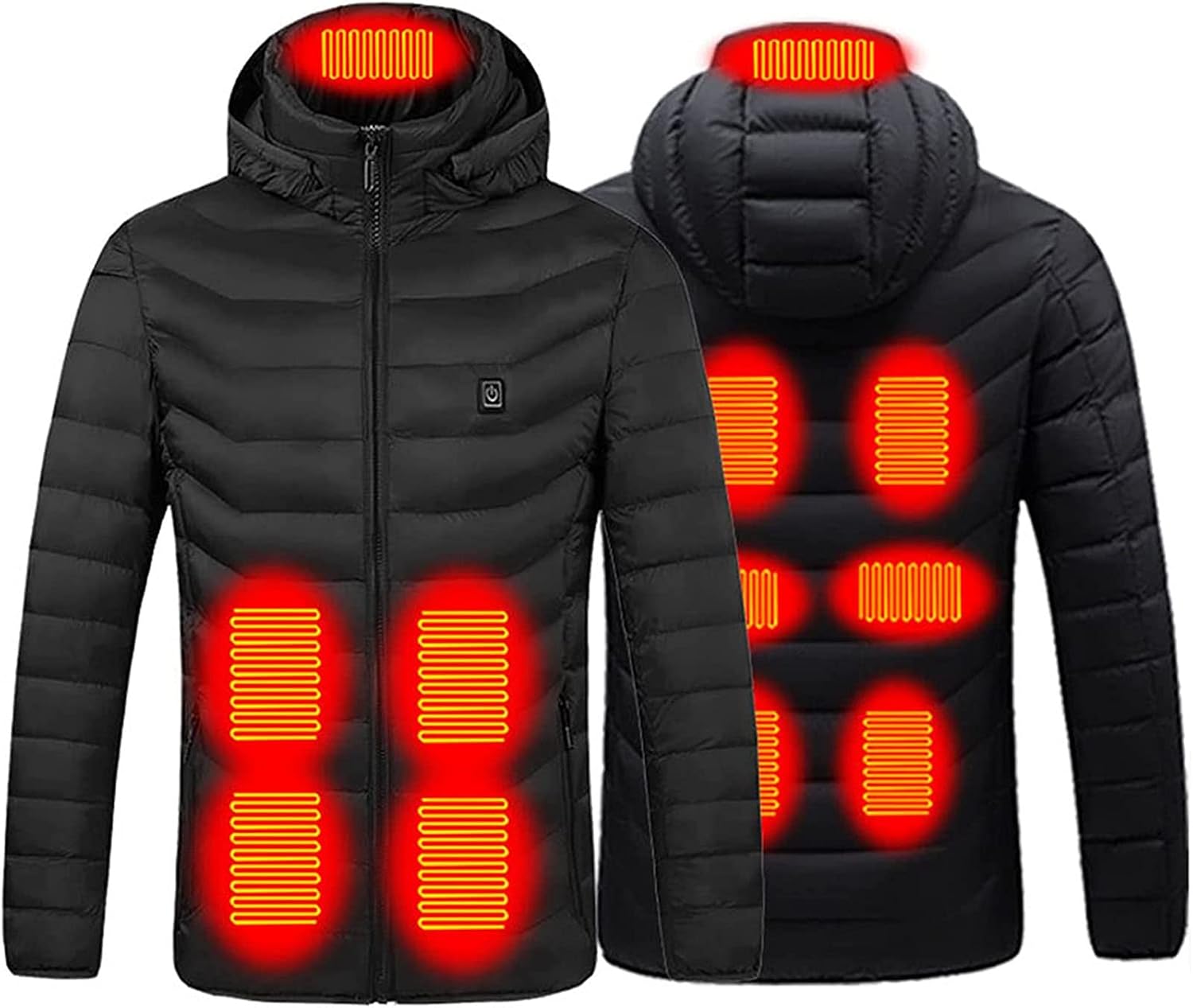 Winter Warm Heated Coat for Mens USB Electric Heating Jacket with Hood Windproof Hiking Jackets, Power Bank Not Included