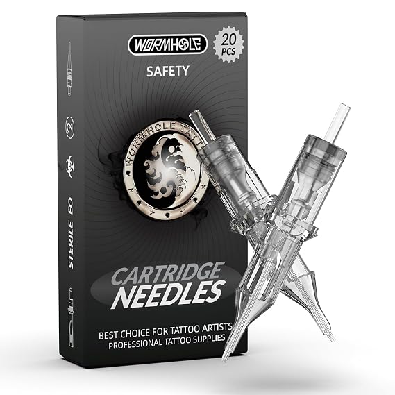 Wormhole Tattoo 20Pcs Tattoo Needles 9RL Disposable Tattoo Cartridge Needles Round Liner for Tattoo Gun Cartridge Machine Permanent Makeup (1009RL)