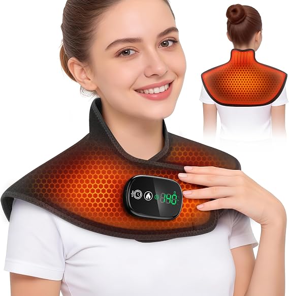 Neck and Shoulder Heating Pad Cordless for Pain Relief, Heated Neck and Shoulder Wrap Electric Warmer Pads