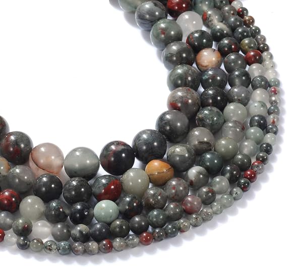 6MM Natural African Bloodstone Beads Colorful Gemstone Beads for Jewelry Making DIY Gifts for Women Girls (6mm, African Bloodstone)