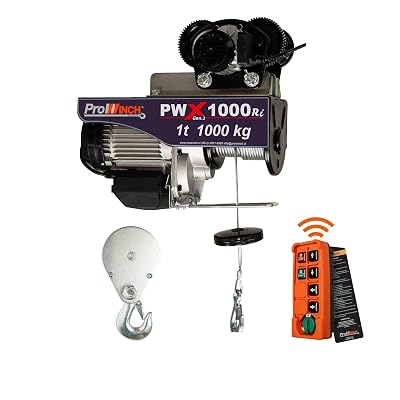 Prowinch 1100 lb  2200 lb 220V Electric Rope Hoist wTrolley 60HZ wEmergency Stop H1 Duty Wireless