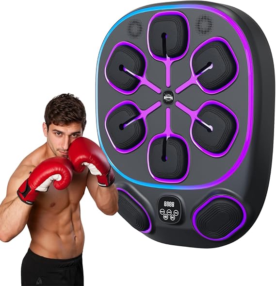 New Model Smart Music Boxing Machine for Adults, Music Punching Machine, Training Machine with LED Electronic Wall Mounted, Fitness Boxing Equipment, One Punch Punching Machine (Full-Finger Gloves)