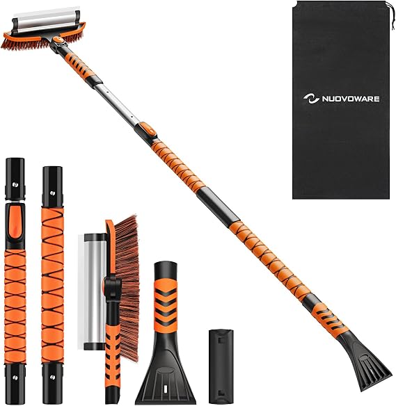 Nuovoware 60" Ice Scraper and Extendable Snow Brush for Car Windshield
