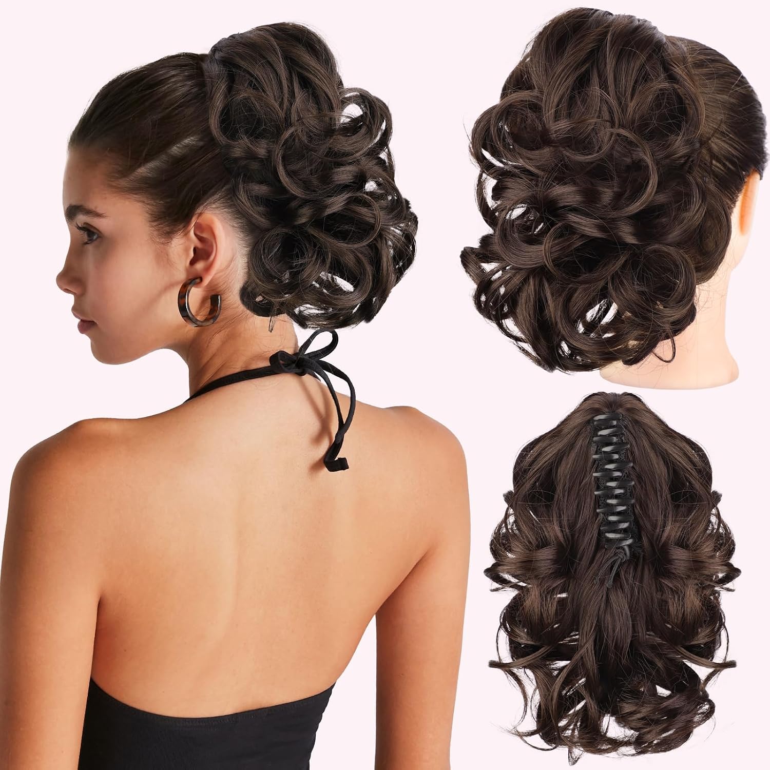 Isaic Short Ponytails Extension Claw Clip in Ponytails for Women 9 Inch Classic Loose Curly Wavy Pony Tails Hair Extensions Hair Pieces for Women 9 inch, 6#