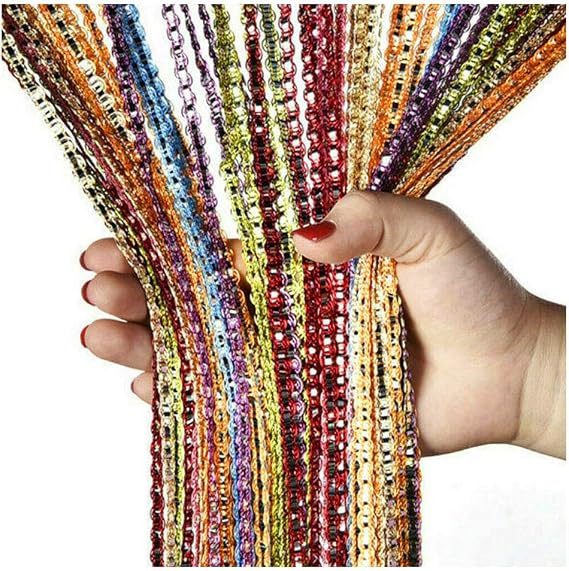 Wixine 2Pcs Curtain Beads Room Divider Crystal Tassel Fringe Beaded Window Panel String Door