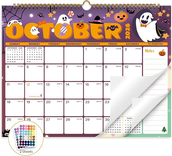 XISIDO 2026-2027 Wall Calendar, July 2026-Dec 2027, 18 Month, 14.8"x11.5" | 140gsm No-Bleed Paper, Twin-Wire Binding with Hanging Hook, Daily Notes Space, Julian Dates, for Home Office, Seasonal Themes