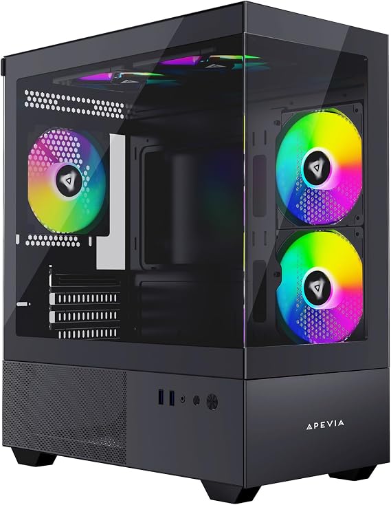 Apevia Phantom-BK Micro-ATX Gaming PC Case with 5X 120MM ARGB Fans