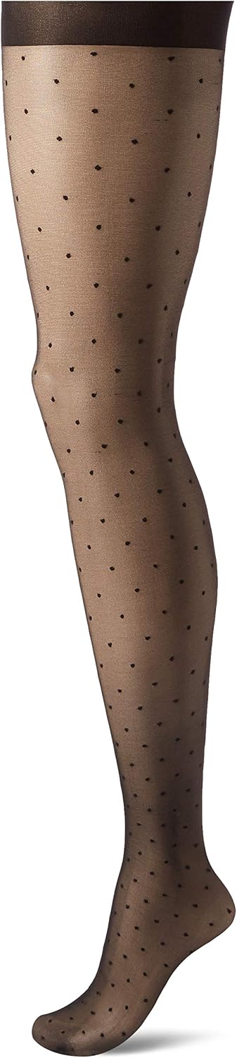Hanes Script Womens Fashion Dot Compression Tights for Leg Support, Control Top, Sheer Toe, Black