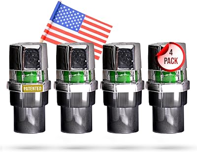 Tire Pressure Monitoring Valve Caps Sensor Gauge - Advanced Detection System, 34 PSI Sensing Air Alert Indicator for Cars, Trailers, Bikes - Chrome-Plated, Pack of 4
