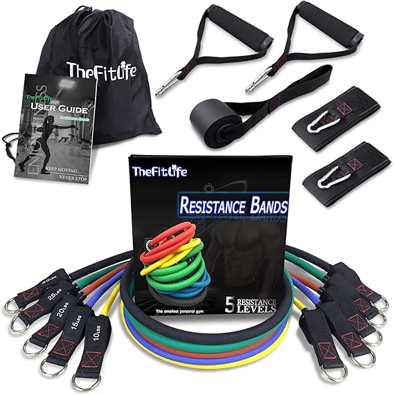 TheFitLife Resistance Bands Set for Women & Beginners Home Workout Equipment with Handles, Door Anchor & Ankle Straps, Exercise Bands for Rehab, Yoga & Fitness