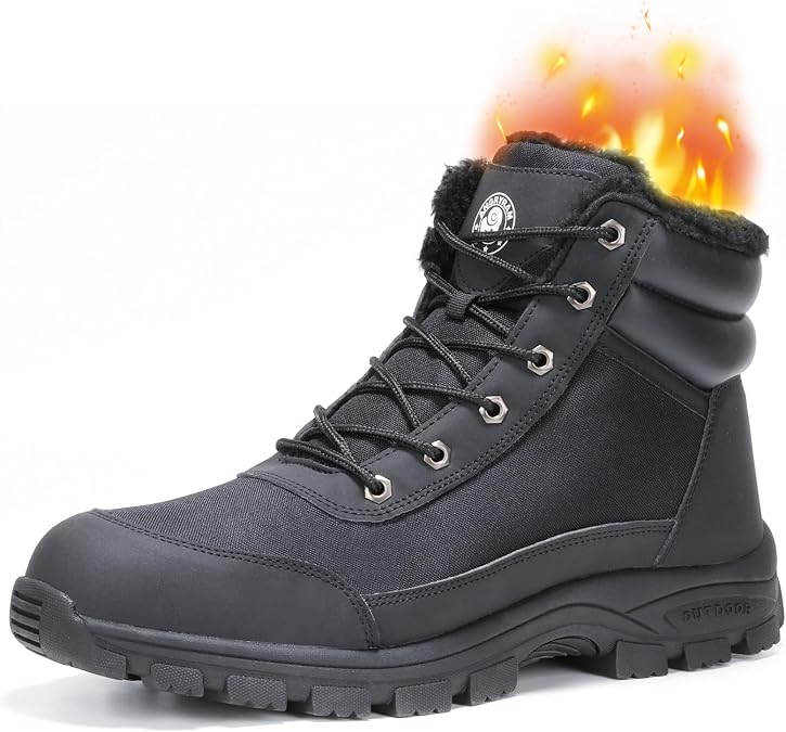 ANGRYRAM Steel Toe Work Boots - Men's & Women's Winter Snow Boots, Waterproof, Slip Resistant, Indestructible Construction