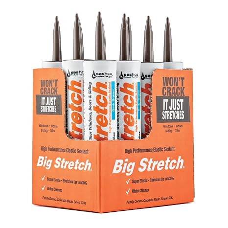 Sashco Big Stretch Acrylic Latex High Performance Caulking Sealant, 10.5 Ounce Cartridge, Dark Brown (Pack of 12)