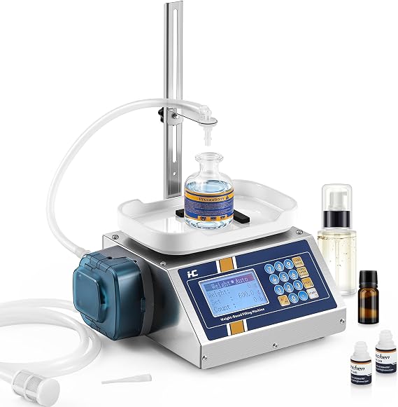 Hanchen Liquid Filling Machine Bottle Filling Machine Peristaltic Pump 3-100g Bottling Machine for Liquid Weighing Filler Machine for Essential Oil, Oral Liquid, Solution, Perfume, Spray Bottle