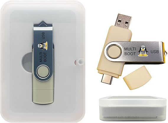 Linux 8-in-1 Multi-Boot USB OS Collection Set for PC | Includes Ubuntu, Fedora, Tails, Kubuntu, Elementary and more for live boot or install use, 32GB USB Flash Drive
