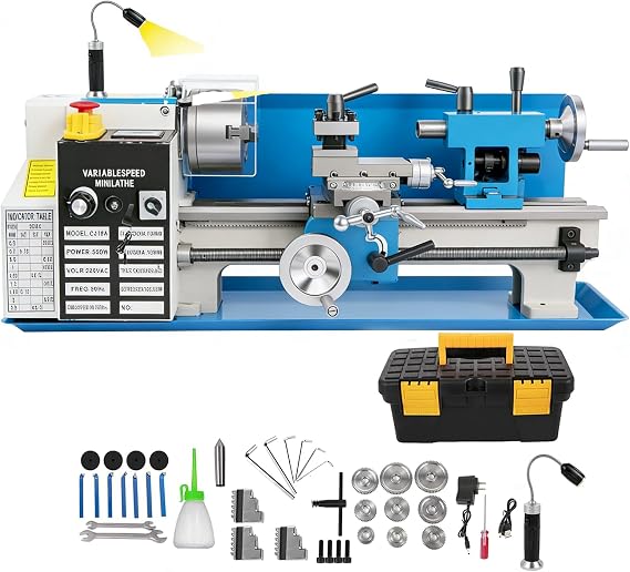 Mini Lathe Machine, Benchtop Lathe,Variable Speed,0-2500RPM Metal Lathe,High-Precision Mini Metal Lathe for Metal Threading Turning Drilling (7''x14''in-Upgraded)