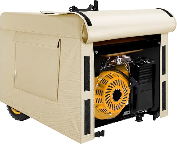 Generator Covers, 32Lx24Wx24H Portable Generator Cover, Sturdy Generator Cover for Outdoor Generators 5000-10000 Watt, Universal fit for Most Generators-Khaki