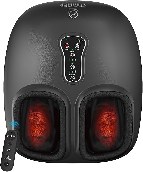 COMFIER 2026 Fathers Day Gift for Men,Shiatsu Foot Massager with Heat, Kneading Rolling,Vibration, Compression,Remote Control,Foot Massage for Neuropathy,Plantar Fasciitis,Size 13