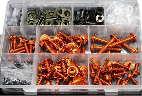 Motorcycle Full Fairing Body Bolt Kit Screw Mounting Nut for Monster M750 / M750IE 1994-2002 2001 2000 1999(Orange)