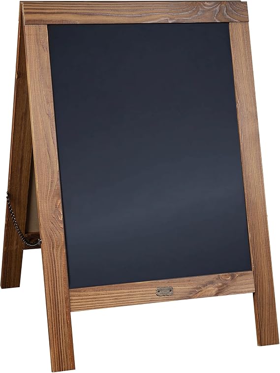 A Frame Chalkboard by HBCY Creations: 20x30 Solid Wood A-Frame Sign Rustic Brown Double-Sided Magnetic Board,Chalkboard Menu Board, for Restaurants, Cafes, Weddings - Heavy Duty Hinges
