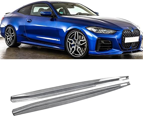 NINTE Side Skirts for 2021-2025 BMW 4 Series G22 G23 M Sport Carbon Fiber Style Painted Side Body Extension Lips Rocker Panel Extension Lips Pair