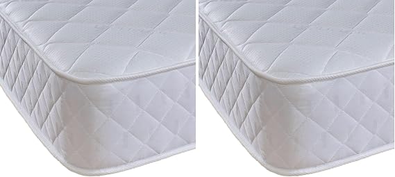 eXtreme comfort ltd Cooltouch Plus Diamond Essentials Foam Free Pinna-Coil Bonnell Innerspring Maximum Value Mattress Plush Feel, White, 18cms Deep, 3ft Single (Pack of 2)