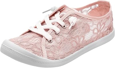 Canvas Shoes for Women Fashion Casual Lace Up Low Top Play Sneakers Lightweight Slip On Flats Loafers Lace Embroidery Walking Running Shoes Outdoor Sports Driving Non-Slip Sneaker