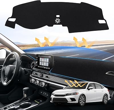 Sunsdrew Civic Dash Cover for 2022-2025 2026 Honda Civic Dashboard Cover Mat for Civic Accessories Sunshade Non-Slip Protector Anti-Glare&Beat The Heat