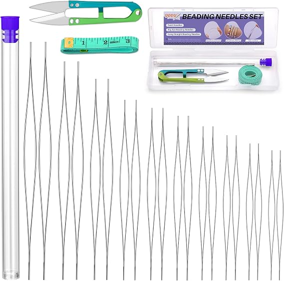 30 Pcs Big Eye Beading Needles, 10 Sizes Beading Needles for Seed Beads
