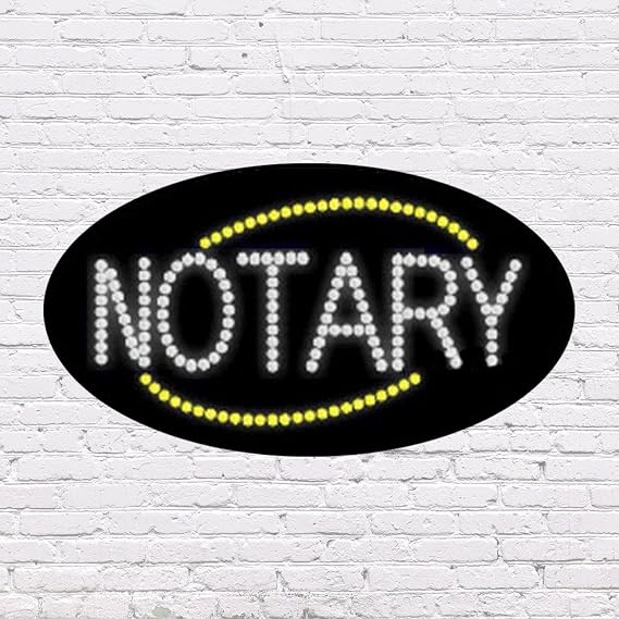 LED Notary Sign for Retail Business Displays |Advertising Electronic Light Up Sign for Windows Walls |15"h x 27"w x 2"d