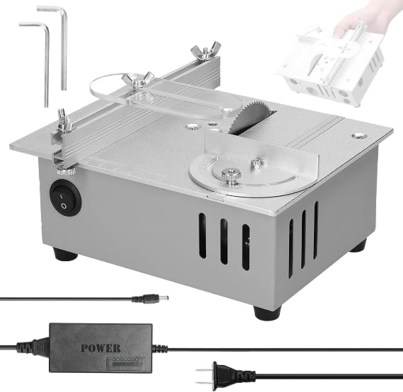 Table Saw, Weytoll Mini Desktop Electric Saw, 96W 9000RPM Tablesaw, Electric Desktop Saws Small Household DIY Sawblade Height Adjustable Cutting Tool Woodworking Machine