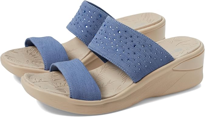 BZees womens Sienna Bright Machine Washable Comfort Wedge Sandal