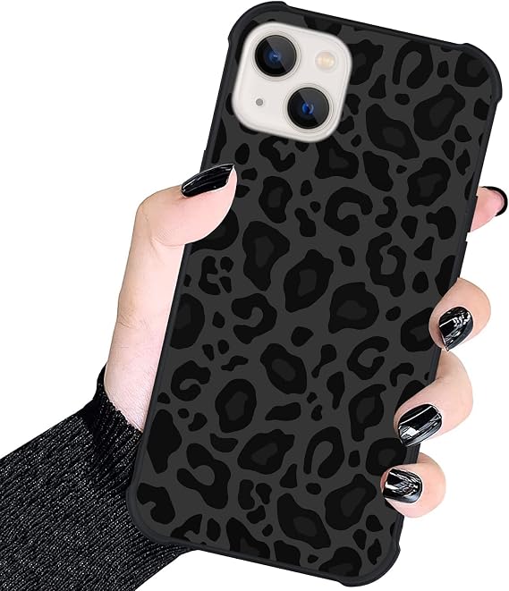 KANGHAR Case Compatible with iPhone 13,Black Leopard Design