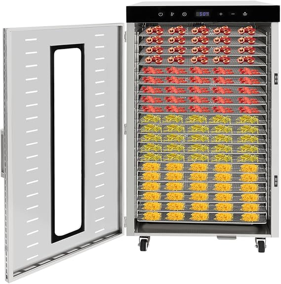 Commercial Electric Food Dehydrator, 20 Stainless Steel Trays Food Dryer Machine, 1700W Fruit Dryer with Digital Timer & Temperature Control for Vegetables, Fruits, Spices, Meats