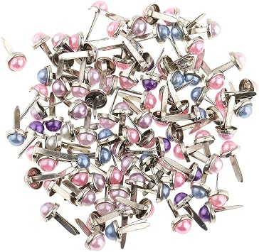 Jili Online 200 Pieces Metal Pearl Head Brads Paper Fastener for Scrapbooking Cardmaking Decoration DIY 6mm