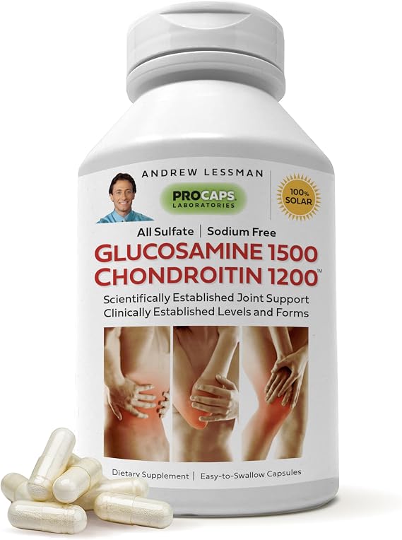ANDREW LESSMAN Glucosamine 1500 Chondroitin 1200-600 Capsules | High-potency glucosamine sulfate and sodium-free chondroitin sulfate for joint comfort, cartilage and joint function.