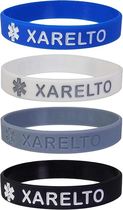 XARELTO Medical Alert ID Silicone Bracelet Wristbands 4 Pack