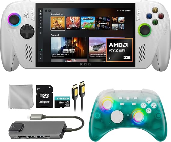 ASUS ROG Xbox-Ally 2TB SSD AMD Ryzen Z2 A CPU Gaming Handheld 7-inch Touchscreen 120Hz, Mytrix Black Ice Wireless Pro Controller, Hub, 128GB MicroSD Card, 5 Accessories: 6 in 1 Bundle