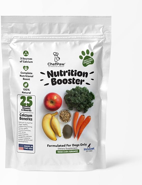 ChefPaw Nutrition Booster for Dogs Multivitamin Powder with 25+ Essential Nutrients & Calcium All-Natural Dog Supplement for Homemade & Fresh Food Diets Supports Bones, Immunity & Overall Health