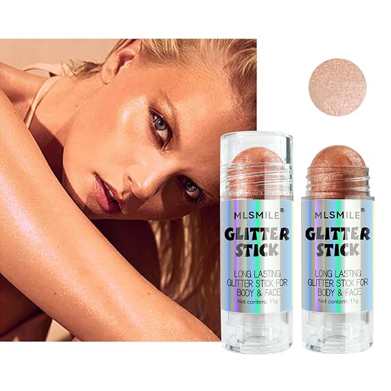 Highlighter Stick for Face, 4 Shades Body & Leg Multi-Use Highlighter Contour Stick, Make Up Glitter Natural Glow & Sculpting Effect, Vegan & Cruelty Free #bronze