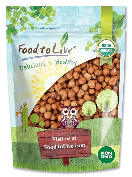 Food to Live Organic Hazelnuts, 2 Pounds Non-GMO, Raw Filberts, Whole, Shelled, Unsalted, Kosher, Vegan, Bulk. Crunchy, Wholesome Snack. Great for Baking, Trail Mixes