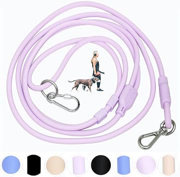 Hands Free Dog Leash Crossbody & Waist for Walking, 9-in-1 No Pull Dog Harness & Leash Set, Heavy Duty Waterproof Slip Lead for Large Medium Breeds (20-120lb, Purple)
