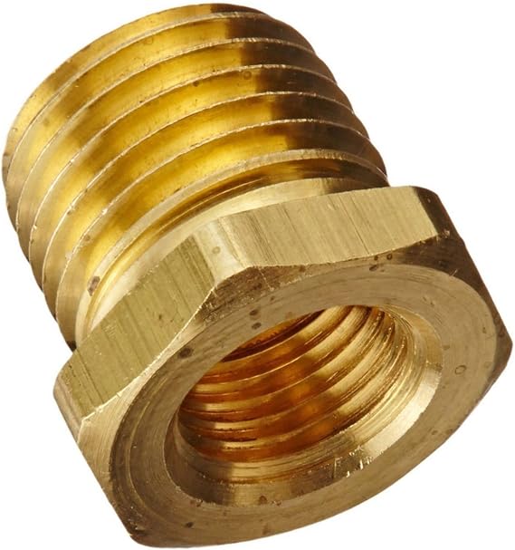 Bushing Fitting Pipe BSPP 1/4 Male to 1/8 Female Gauge Adapter Brass